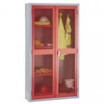 Mesh door cupboards Tall, double door cupboard, central pillar, 4 shelves + hanging rail - choice of four colours 355184