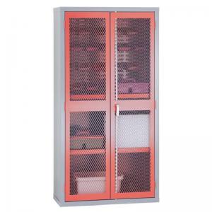 Mesh door cupboards Tall, double door cupboard, 4 shelves  louvre