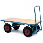 Heavy duty turntable trucks with wooden platforms, L x W - 1600 x 711 and on pneumatic tyres 356409