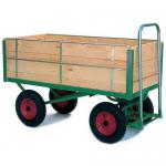 Heavy duty turntable trucks with wooden platforms, L x W - 1600 x 711 and on pneumatic tyres 356411