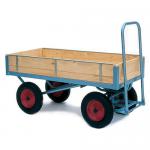 Heavy duty turntable trucks with wooden platforms, L x W - 1600 x 711 and on rubber tyres 356413