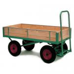 Heavy duty turntable trucks with wooden platforms, L x W - 1200 x 711 and on pneumatic tyres 356416