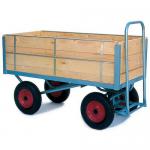 Heavy duty turntable trucks with wooden platforms, L x W - 1600 x 711 and on rubber tyres 356426