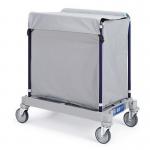 Side opening steel laundry trolley with plastic coated bags, 200litres with lid 357392