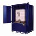 This photo shows a line of Slingsby Outdoor Storage IBC storage units. The units are designed to hold a single IBC of up to 1470L and are available in a choice of three colours. Each unit features a sump to contain any spills or leaks.