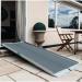 The photo shows a set of lightweight access ramps made of folding aluminium, designed for Slingsbys parking facilities. The sleek design and sturdy construction allow for easy mobility and convenient storage. The ramps feature anti-slip surfaces and a secure attachment mechanism.