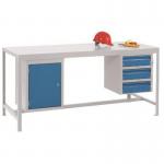 1800 X 750 Bench Steel Top, 3 Drawer & Cabinet 371310