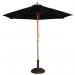 A photo of slingsby Benches and outdoor seating reveals a charming outdoor space with a variety of seating options. Among the seating are 2.5m black outdoor parasols with wooden poles, providing shade and a stylish touch to the setting.