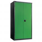 Black carcass cupboard - green doors, 1780mm high with 3 shelves 372796