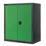 Black carcass cupboard - green doors, 1015mm high with 1 shelf 372801