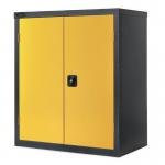 Black carcass cupboard - yellow doors, 1015mm high with 1 shelf 372804