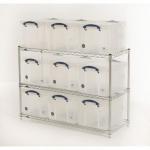 Really Useful Box® wire-shelf archive storage with containers - Complete with 9 clear boxes 372964