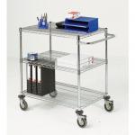 Adjustable chrome wire shelf trolleys, 3 shelves - shelf L x W x 915 x 457mm 372996