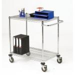 Adjustable chrome wire shelf trolleys, 2 shelves - shelf L x W x 1219 x 457mm 372997