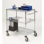 Adjustable chrome wire shelf trolleys, 3 shelves - shelf L x W x 915 x 610mm 373002