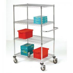 Adjustable chrome wire shelf trolleys, 4 shelves - shelf L x W x 1219