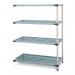 This photograph features a slingsby Racking Metromax Q polymer shelving unit, specifically the 4 shelf add-on unit. The sleek, modern design is made of durable materials and is ready to hold your items in an organized and efficient manner.