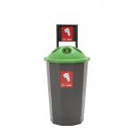 Colour coded recycling bins, green cup bank 374616