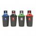 Colour coded recycling bins, green cup bank 374616