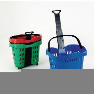 Large plastic wheeled shopping basket, green 374962