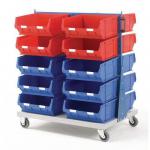 Louvre panel trolleys with small parts bins - Complete with containers Double sided 375061