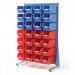 Single-sided louvre panel racks, with 28 red/blue bins 375105