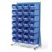 Single-sided louvre panel racks, with 28 blue bins 375107