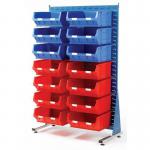 Single-sided louvre panel racks, with 14 red/blue bins 375108