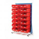 Single-sided louvre panel racks, with 14 red bins 375109