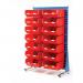 Single-sided louvre panel racks, with 14 red bins 375109