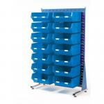 Single-sided louvre panel racks, with 14 blue bins 375126