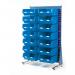 Single-sided louvre panel racks, with 14 blue bins 375126