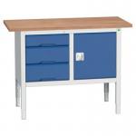 Verso Static Storage Bench 1250 mm Long with 3 Drawers & 1 Cupboard 375217