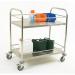 Konga stainless steel shelf trolley with side rails and 2 shelves 375427