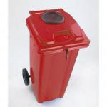 Two wheeled bins with special apertures - 2 wheeled bins with bottle bank aperture and standard lid lock 377869