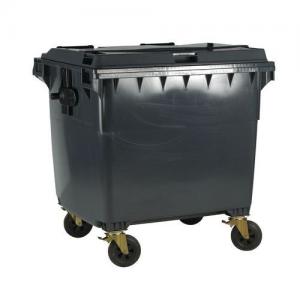 Image of 1100L Wheeled Bin With Lockable Lid Grey