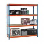 Boltless heavy duty steel shelving with chipboard shelves 2m high 379033