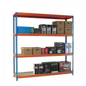 Boltless heavy duty steel shelving with chipboard shelves - with