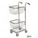 Adjustable mini mail distribution trolley with 2 baskets, zinc 380168