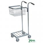 Adjustable mini mail distribution trolley with 1 basket, zinc 380169