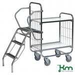 Konga order picking trolleys with retractable steps and 2 shelves 380199