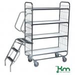 Konga order picking trolleys with retractable steps and 4 shelves 380201