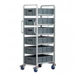 Euro container order picking trolleys with 6 x 170mm tall containers - with brakes 380563