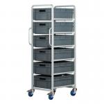 Euro container order picking trolleys with 6 x 200mm tall containers - with brakes 380565