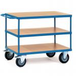 Fetra heavy duty laminated wood shelf trolleys, platform L x W - 1200 x 800mm and three shelves 381610