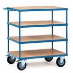 Fetra heavy duty laminated wood shelf trolleys, platform L x W - 1000 x 700mm and four shelves 381612