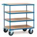 Fetra heavy duty laminated wood shelf trolleys, platform L x W - 1200 x 800mm and four shelves 381613