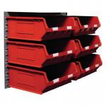 Wall mounted louvre panel and small parts bin kits 6 bins, choice of colour 382583