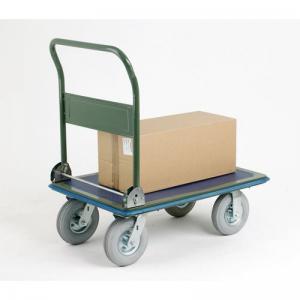 Steel folding platform truck with puncture proof wheels on puncture