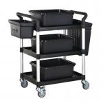 Three tier plastic utility shelf trolley with accessories 384017